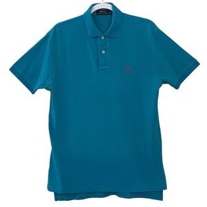 Polo Ralph Lauren Teal Blue Polo Shirt Short Sleeve Embroidered Pony Logo Size M
